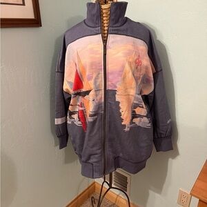 Daily Practice Nautical Graphic Zip-Up Jacket NWT